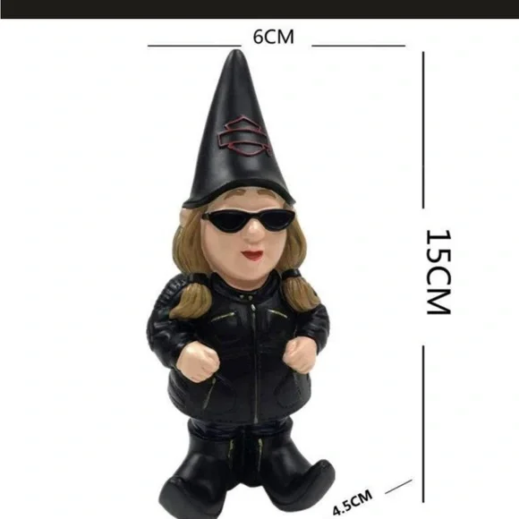 SET of Harley-Davidson® Biker Themed Garden Gnomes 4.5 x 3.5 x 11 inches - Picture 2 of 6